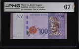 Malaysia 100 Ringgit ND 2024 P 56 d Superb Gem UNC PMG 67 EPQ ,Sign Graffour