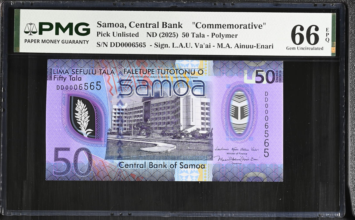 Samoa 50 Tala ND 2025 Polymer # 0006565 Commemorative Gem UNC PMG 66 EPQ