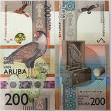Aruba 200 Florin 2019 P 25 a UNC , Crested Caracara ,Barrel organ