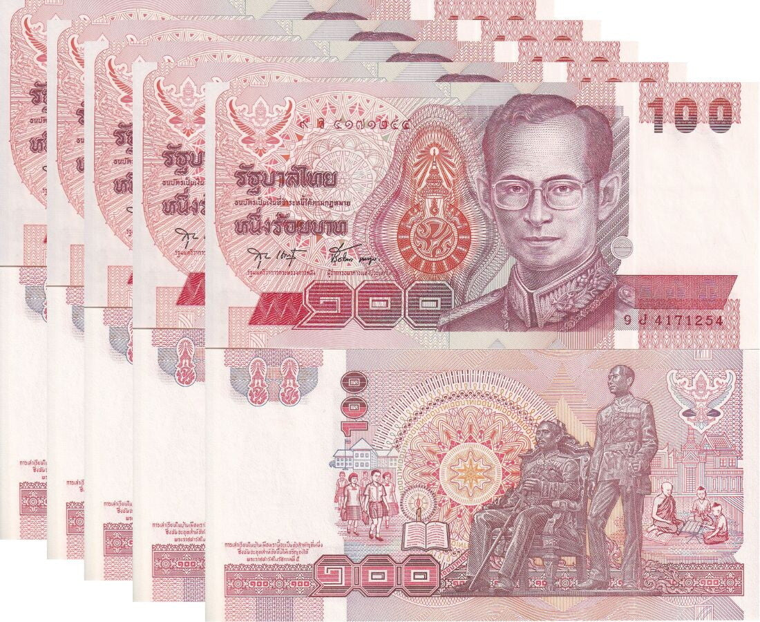 Thailand 100 Baht ND 1994 P 97 Random Sign LOT 5 UNC