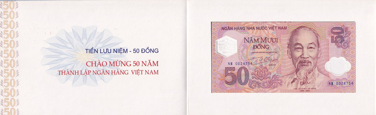 Vietnam 50 Dong 2001 P 118 UNC With Folder FOLDER