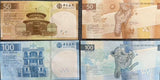 Macau SET 4 UNC 50 100 Patacas 2025 P 92 93 131 132 BOC & BNU Lion