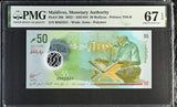 Maldives 50 Rufiyaa 2022 Polymer P 28 b Superb Gem UNC PMG 67 EPQ