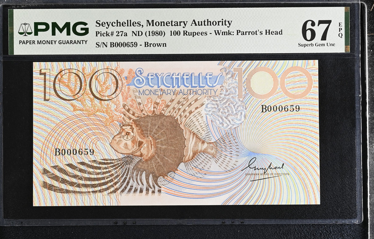 Seychelles 100 Rupees ND 1980 P 27 a Superb Gem UNC PMG 67 EPQ