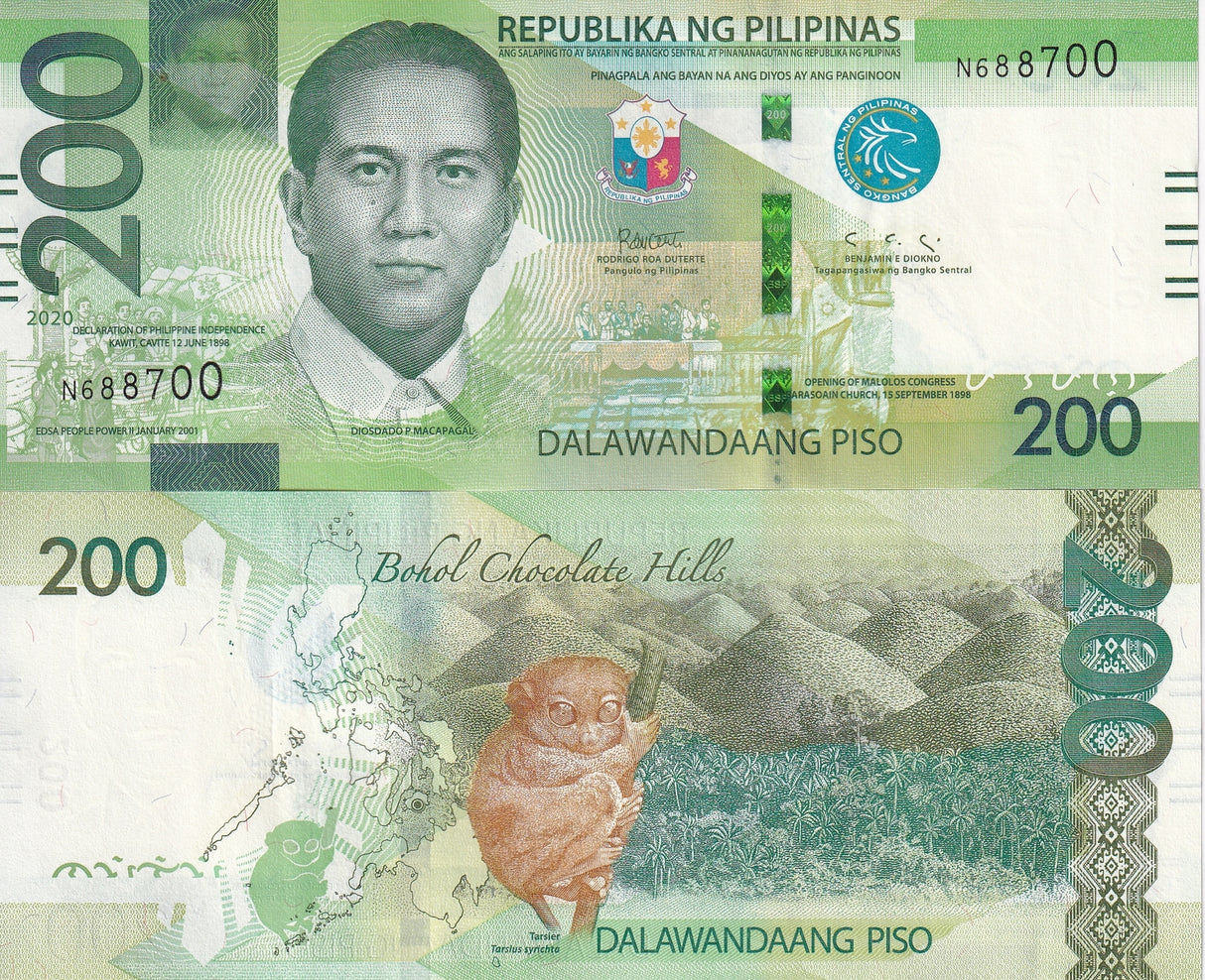 Philippines 200 Pesos 2020 P 226 UNC w/Blind Mark