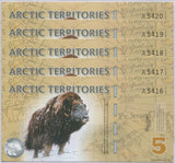 Arctic Territories 5 Dollars 2012 POLYMER MUSK UNC LOT 5 PCS