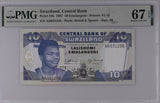 Swaziland 10 Emelangeni 1997 P 24 b Superb Gem UNC PMG 67 EPQ Top Pop