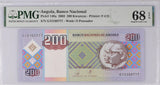 Angola 200 Kwanzas 2003 P 148 a Superb Gem UNC PMG 68 EPQ WTM O Pensador