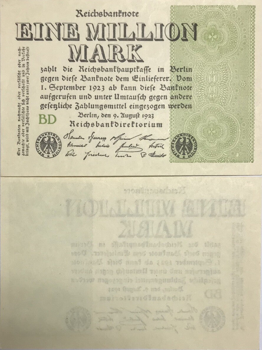 Germany Reichsbank 1000000 Mark 1923 P 102 UNC