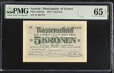 Austria 5 Kronen 1918 Municipality of Vienna Gem UNC PMG 65 EPQ