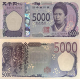 Japan 5000 Yen ND 2024 P 108 AA-AA Prefix UNC , Umeko Tsuda ,Wisteria