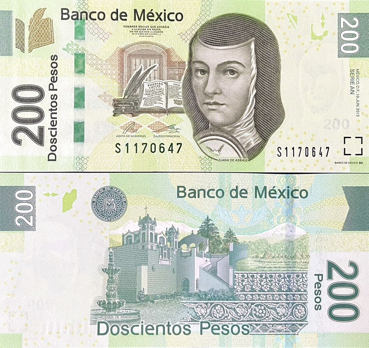 Mexico 200 Pesos 2013 P 125 an UNC