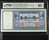 Germany 100 Mark Imperial Bank Note 1910 P 42 Gem UNC PMG 65 EPQ