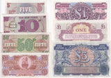 Great Britain Military Set 7 UNC 5 10 50 Pence 1 5 Pound P M22 - M47 M48 M49