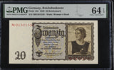 Germany 20 Reichsmark 1939 P 185 Choice UNC PMG 64 EPQ
