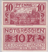 Germany Notgeld Winsen 10 Pfennig 1921 UNC