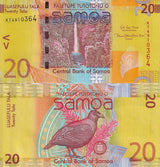 Samoa 20 Tala ND 2017 P 40 c UNC ,Papapapaitai waterfall, Manumea bird