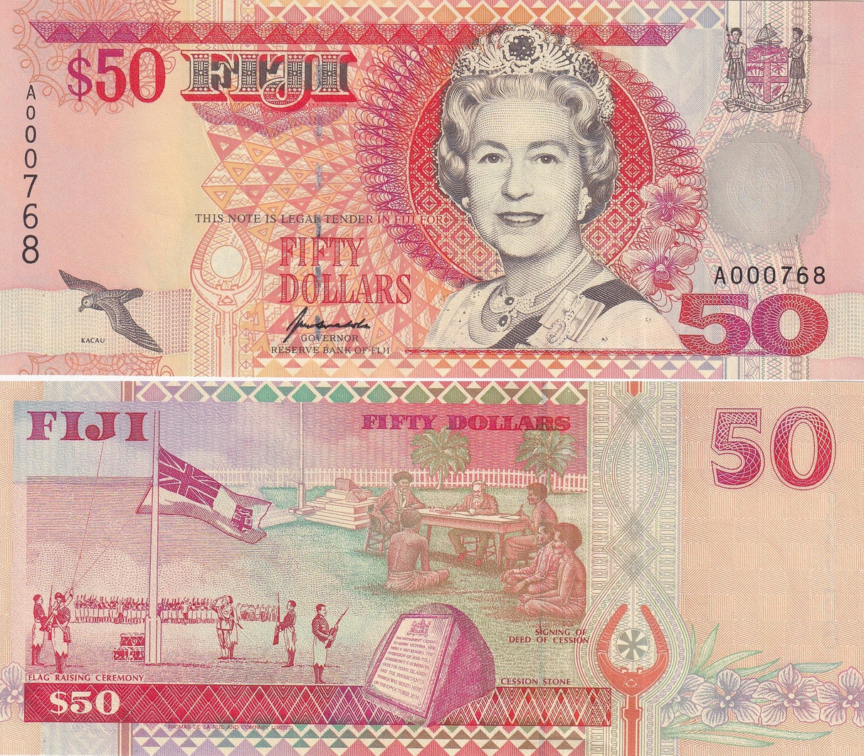 Fiji 50 Dollars ND 1996 QE II P 100 a UNC