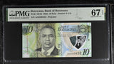 Botswana 10 Pula 2022 P 36Ab Polymer Superb Gem UNC PMG 67 EPQ