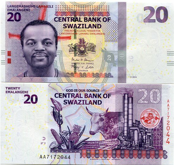 Swaziland 20 Emalangeni 2014 P 37 b UNC