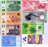 World Polymer Collectible Set 8 Pcs Lot Different Notes From 6 Countries All UNC