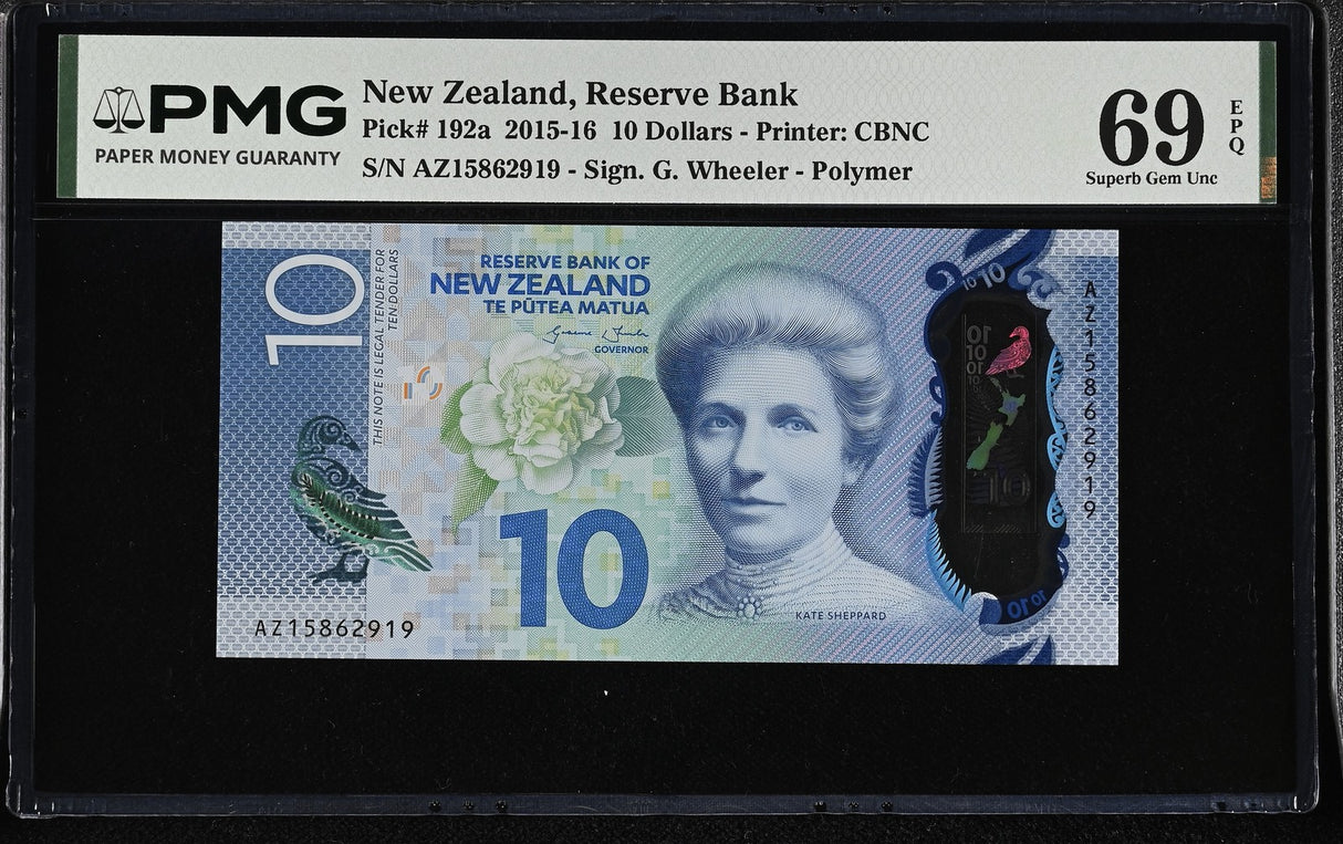 New Zealand 10 Dollars 2015 Polymer P 192 a Superb Gem UNC PMG 69 EPQ