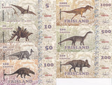 Frisland Set 7 5 10 50 100 200 500 1000 Kroner Pteranodon Tyrannosaurus Fantasy