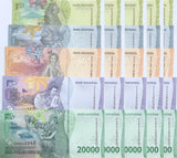 Indonesia Set 5 X LOT 5=25 UNC 1000 2000 5000-20000 Rupiah 2022 P 162-165 166