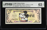 USA Disney 1 Dollar 2008 Mickey 80th Anniversary Gem UNC PMG 65 EPQ