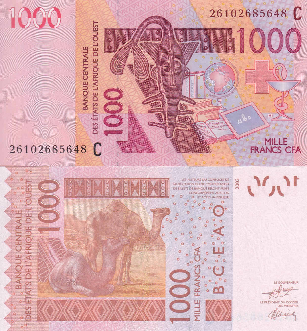 WAS Burkina Faso 1000 Francs 2026 P 315C New Camels UNC, West african States