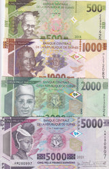 Guinea Set 4 PCS 500 1000 2000 5000 Francs 2018 - 2021 P 48 48Aa 49 52 UNC