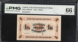 Latvia 1 Ruble 1915 P Unlisted Gem UNC PMG 66 EPQ