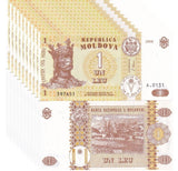 Moldova 1 Leu 2006 P 8 g UNC LOT 10 PCS