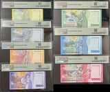 Indonesia Set 7, 1000 -100000 Rupiah P162-168 Superb Gem UNC PMG 65 66 67 68 EPQ