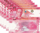 Philippines 50 Pesos 2024 P 231A NEW Seal Type UNC LOT 5 PCS