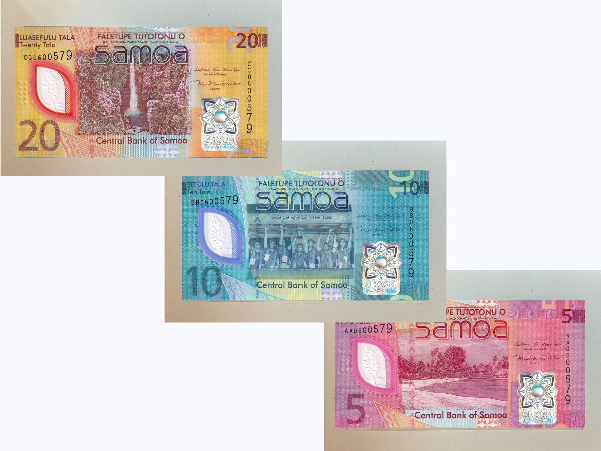 Samoa SET 4 UNC (5 10 20 Polymer) 60 Tala 2024 P 50 51 52 53 CHOGM Comm W/FOLDER