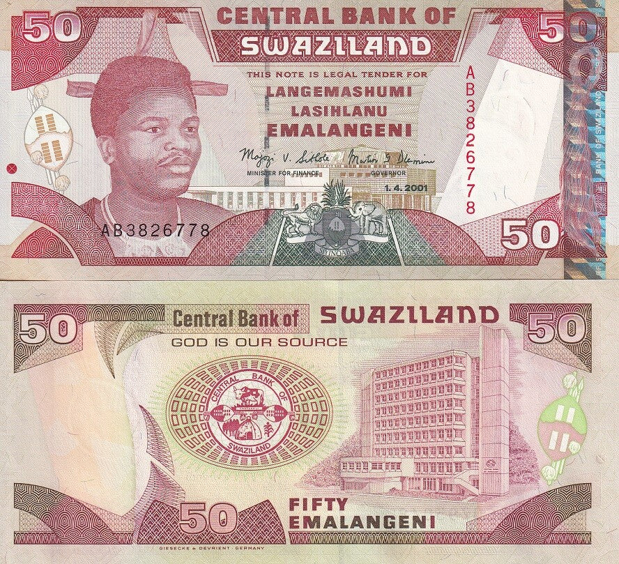 Swaziland 50 Emalangeni 2001 P 31 UNC ,King Mswati III, Parliament house