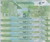 Trinidad & Tobago 5 Dollars 2020/2021 Polymer P 61 UNC LOT 5 PCS