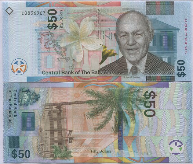 Bahamas 50 Dollars 2019 P 81 UNC ,Sir Roland T. Symonette