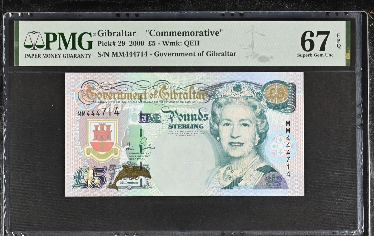 Gibraltar 5 Pounds 2000 P 29 Commemorative Superb Gem UNC PMG 67 EPQ