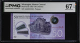 Nicaragua 50 Cordobas 2021 P 211 b Polymer Superb Gem UNC PMG 67 EPQ