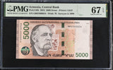 Armenia 5000 Dram 2024 P 63 b Superb Gem UNC PMG 67 EPQ
