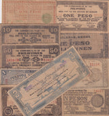 Philippines Set of 10 Death Sentence Guerilla Money of World War II Circulated
