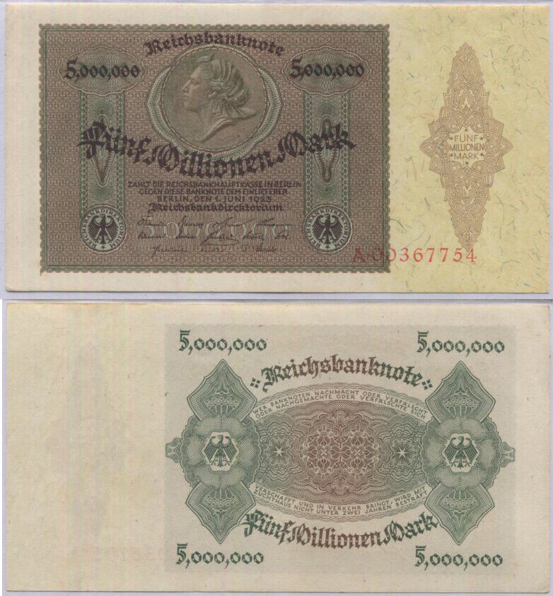 Germany 5000000 Mark 1923 P 90 AUnc