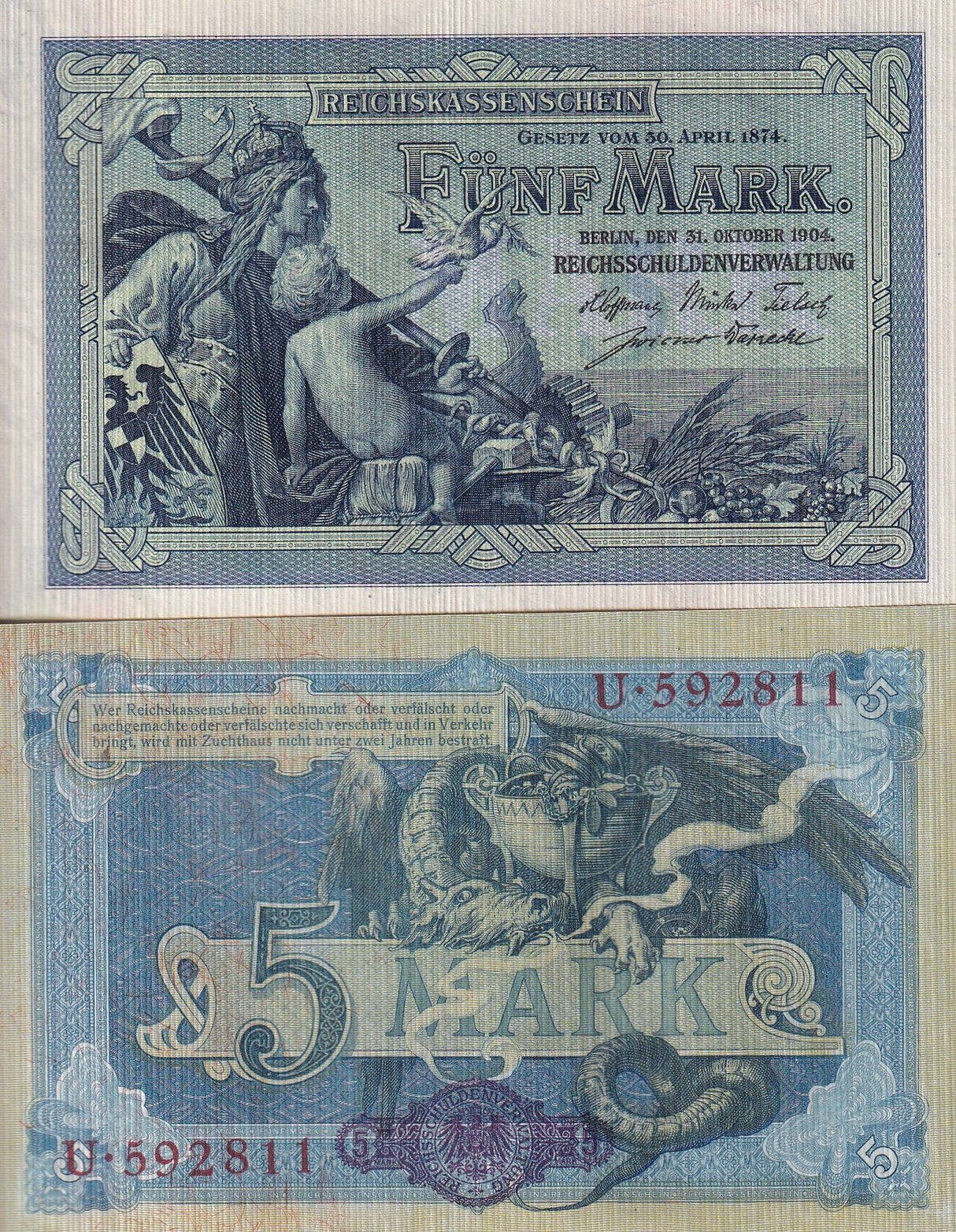 Germany 5 Mark 1904 P 8 a # 6 digit UNC