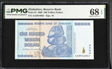 Zimbabwe 100 Trillion Dollars 2008 P 91 Superb Gem UNC PMG 68 EPQ
