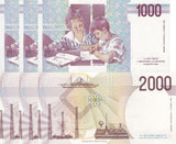 Italy Set 2 x Lot 3 = 6 UNC 1000 2000 Lire Random SIGN P 114 115