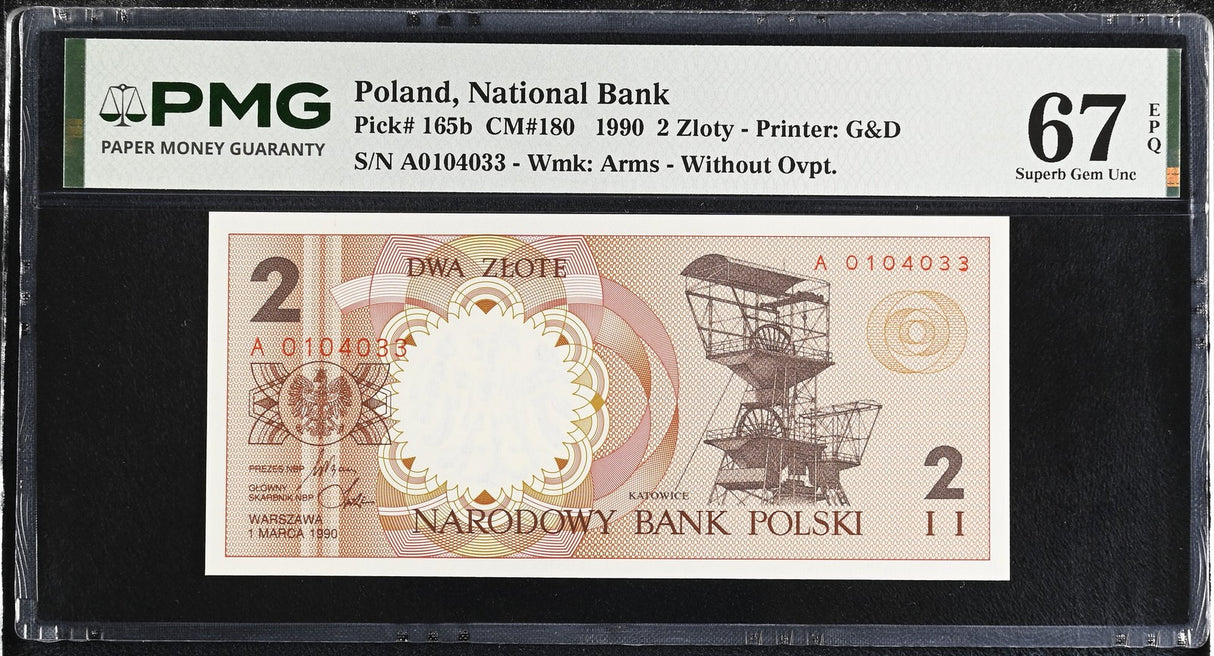 Poland 2 Zlotych 1990 P 165 b Superb Gem UNC PMG 67 EPQ