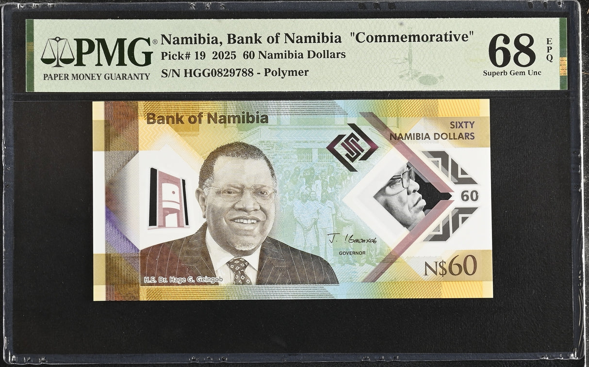 Namibia 60 Dollars 2025 P 19 Comm. Polymer Superb Gem UNC PMG 68 EPQ TOP POP