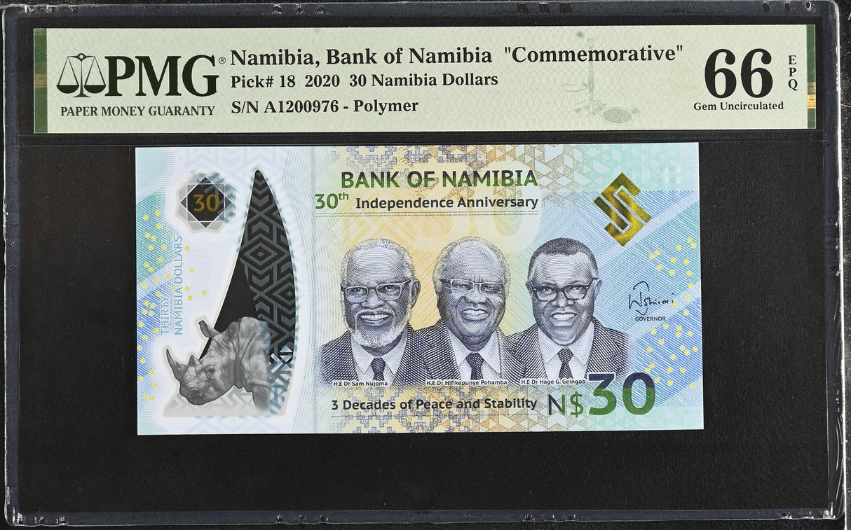 Namibia 30 Dollars Commemorative 2020 P 18 GEM UNC PMG 66 EPQ